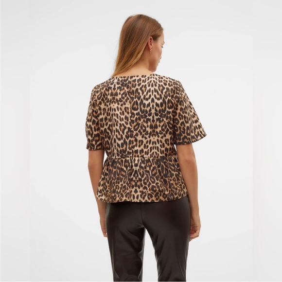 Vero Moda Black and Brown Leopard Print Blouse - Picture 7 of 7
